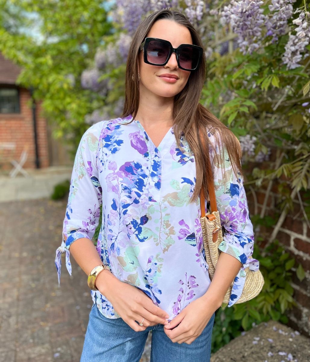Floral Summer Popover Blouse