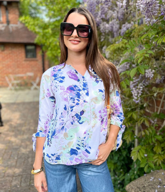 Floral Summer Popover Blouse