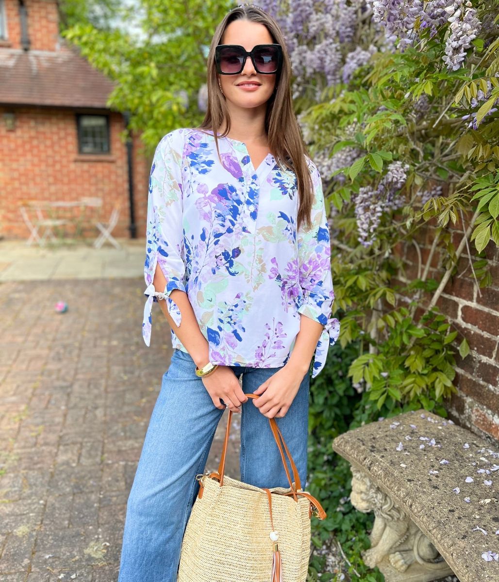 Floral Summer Popover Blouse