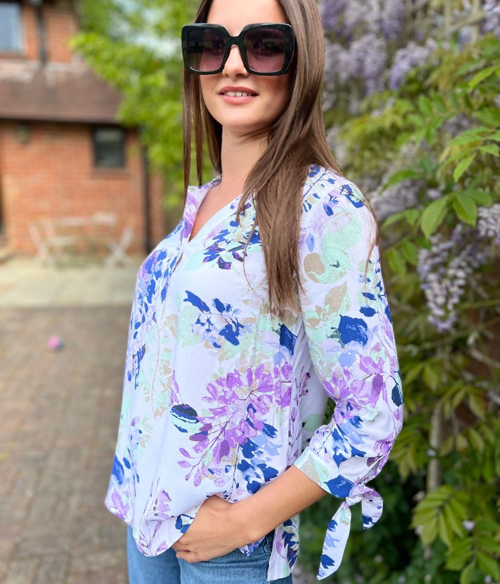 Floral Summer Popover Blouse