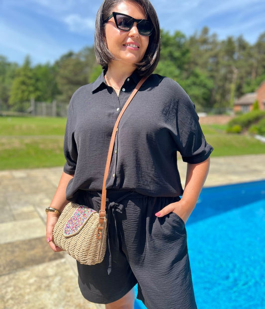 Black Relaxed Short Sleeve Shirt