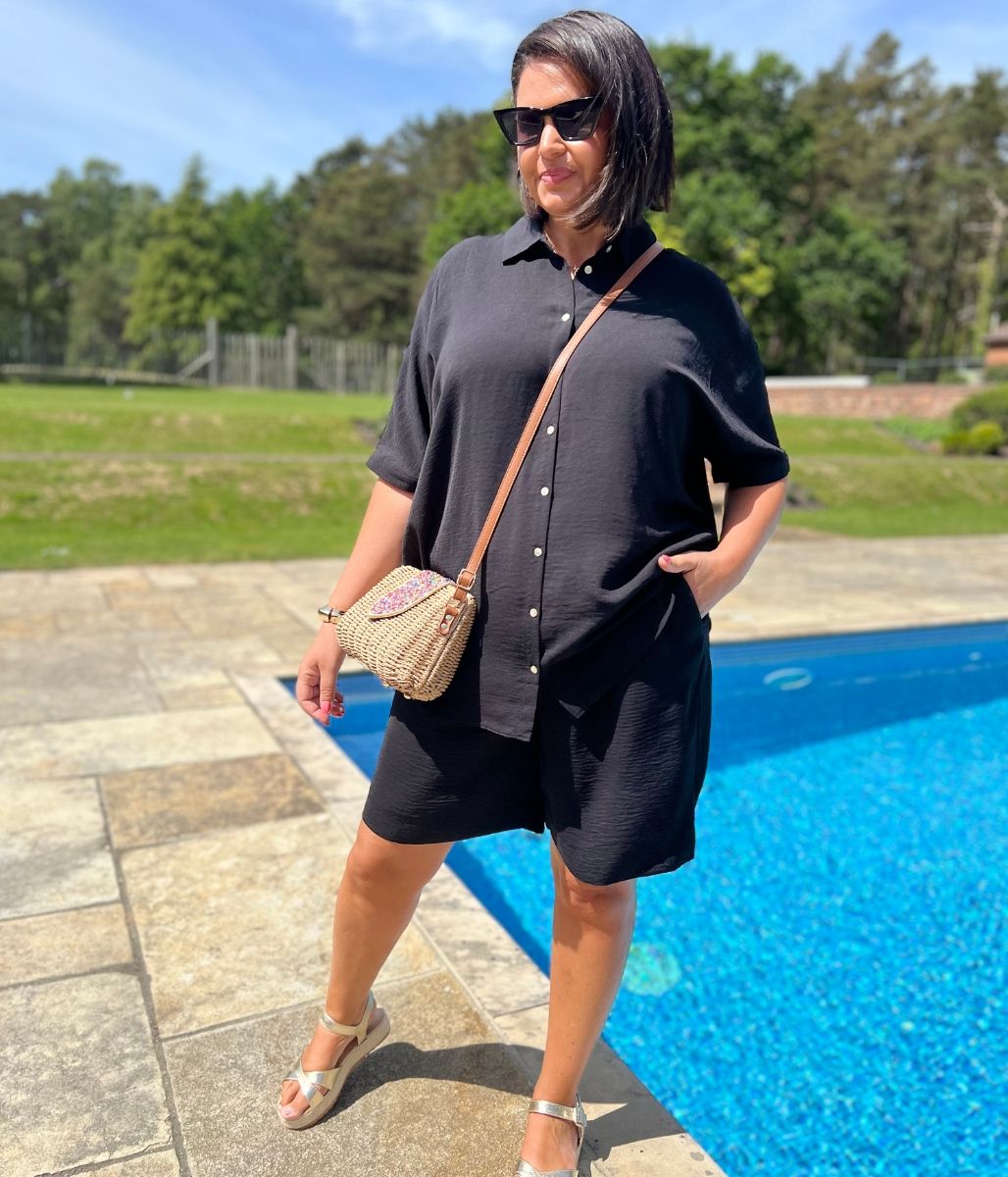 Black Relaxed Short Sleeve Shirt
