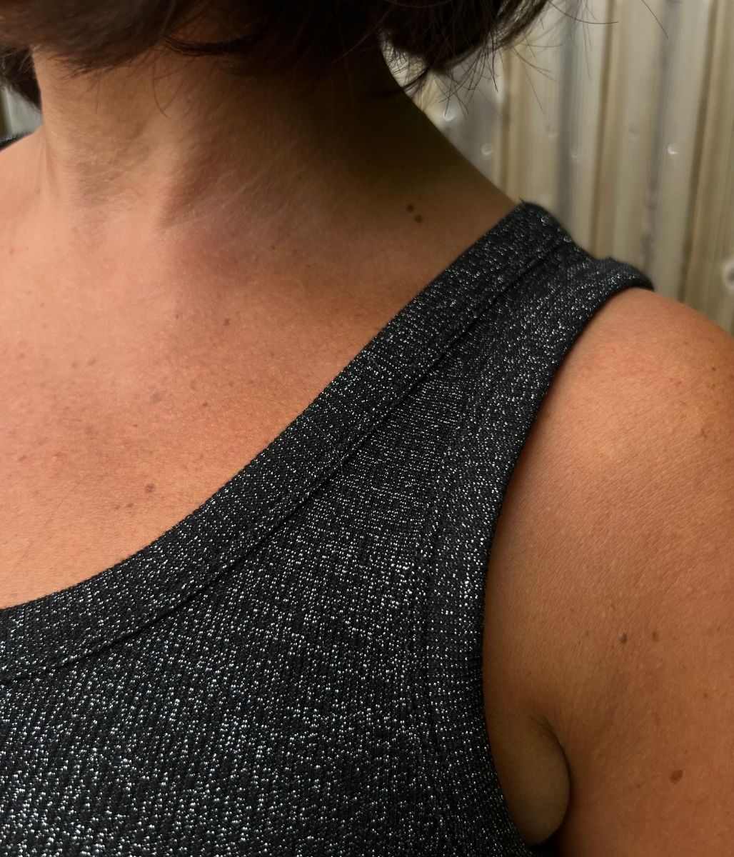 Black Sparkly Ribbed Vest