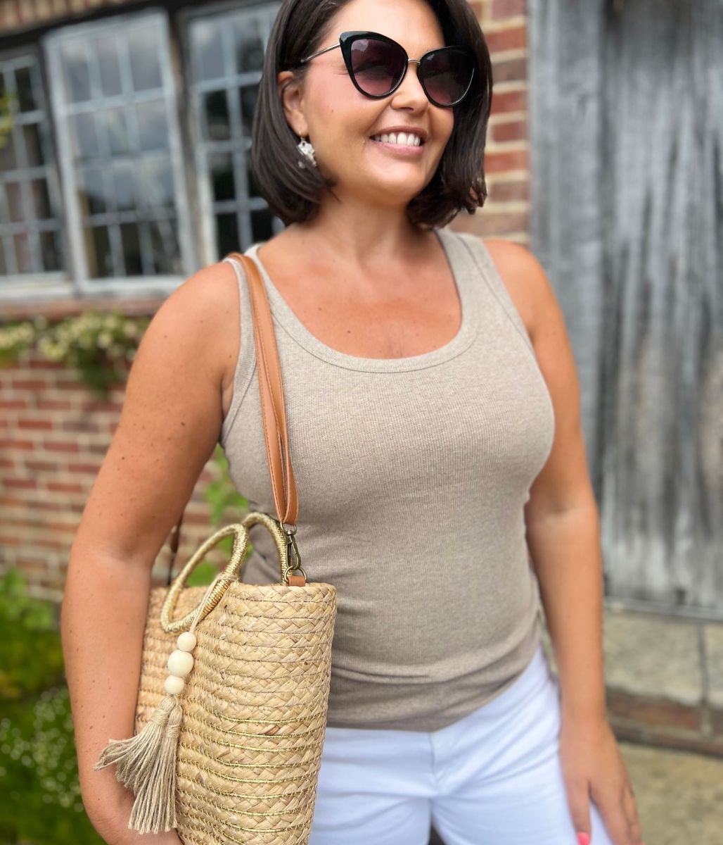 Beige Luxe Ribbed Vest