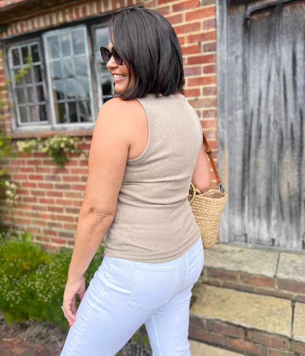 Beige Luxe Ribbed Vest