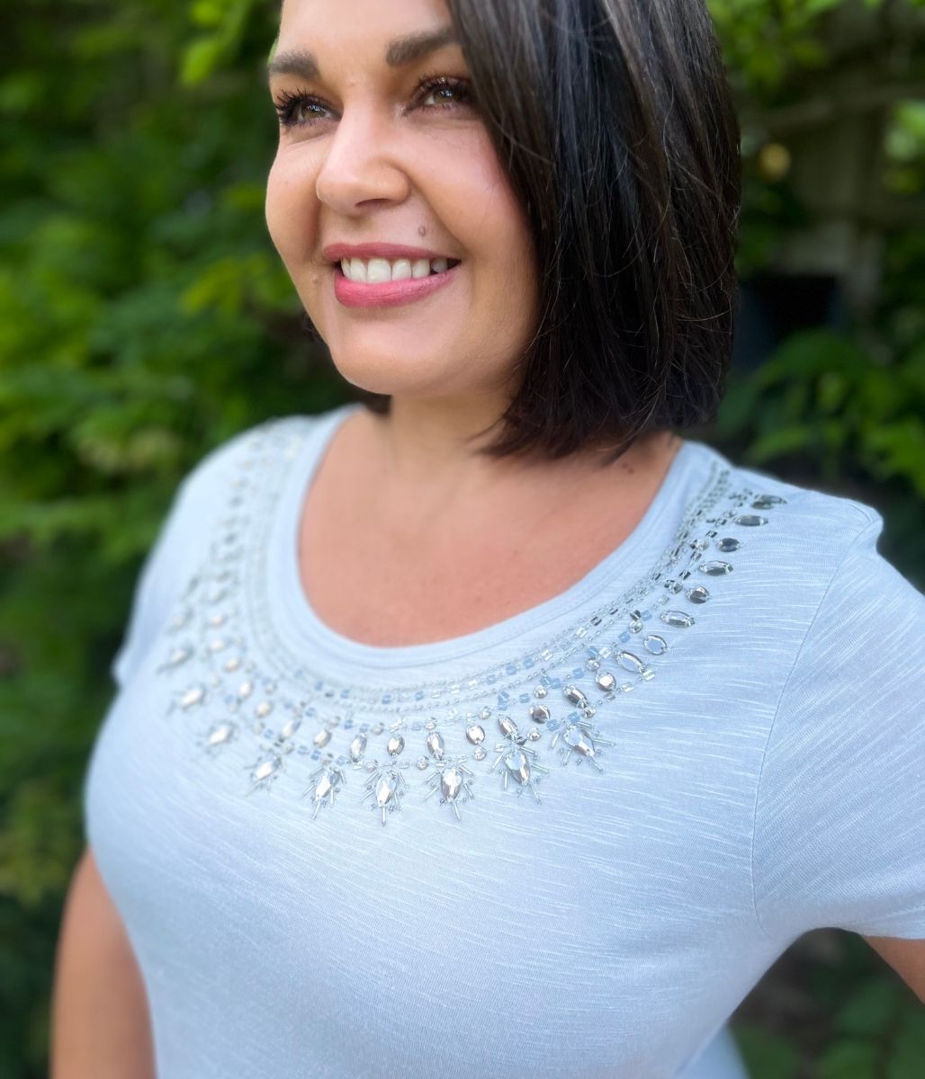 Light Grey Embellished Top