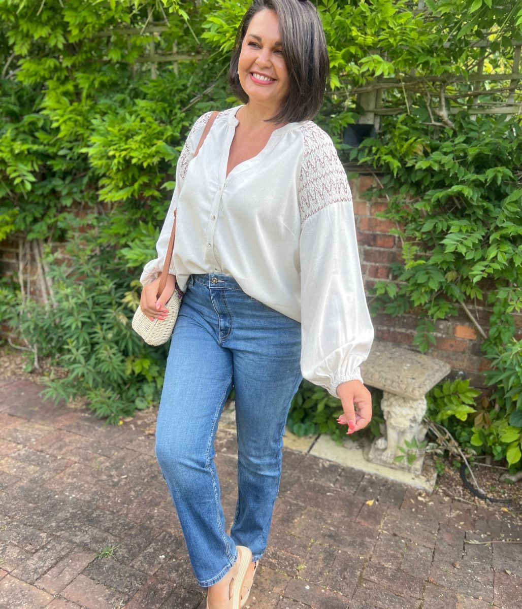 Natural Linen Blend Blouse