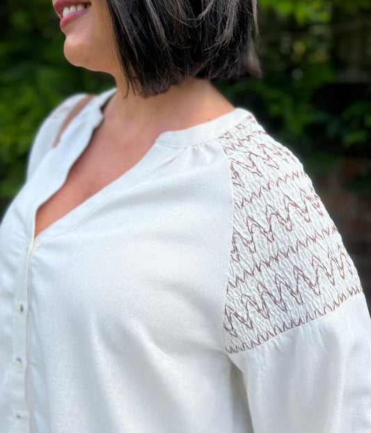 Natural Linen Blend Blouse