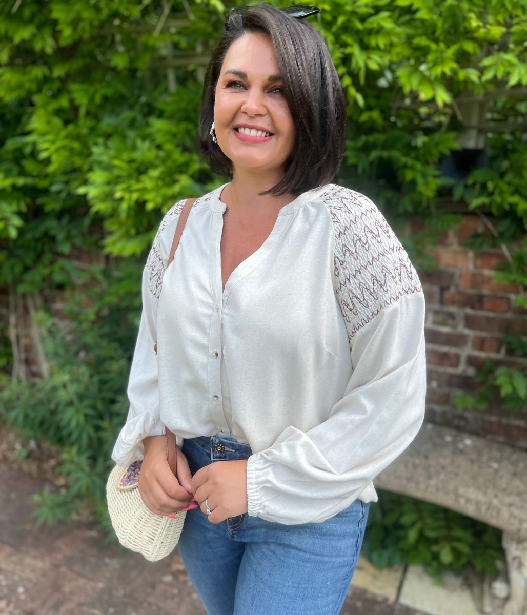 Natural Linen Blend Blouse