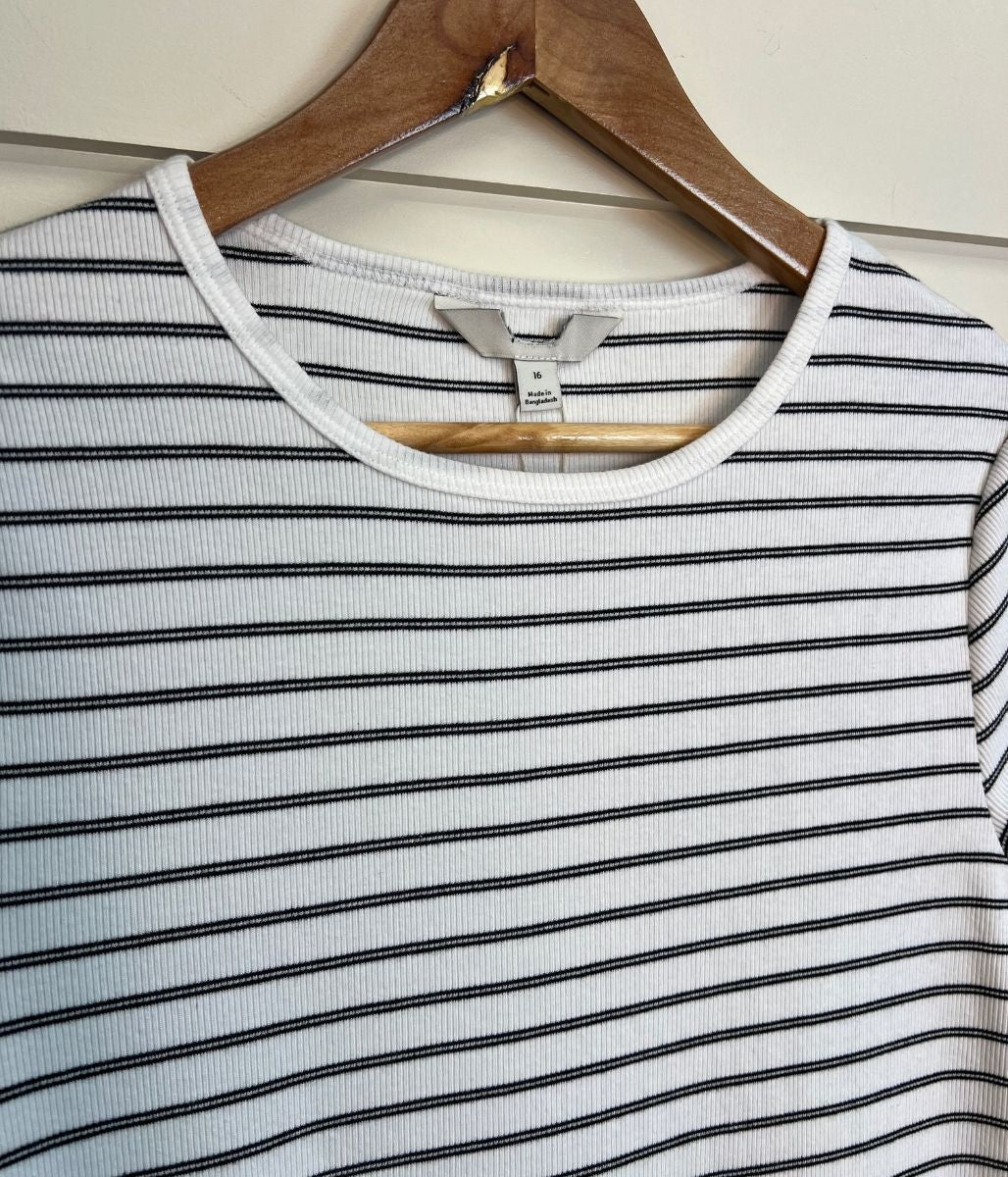 White Striped Cotton Rich Ribbed Tee