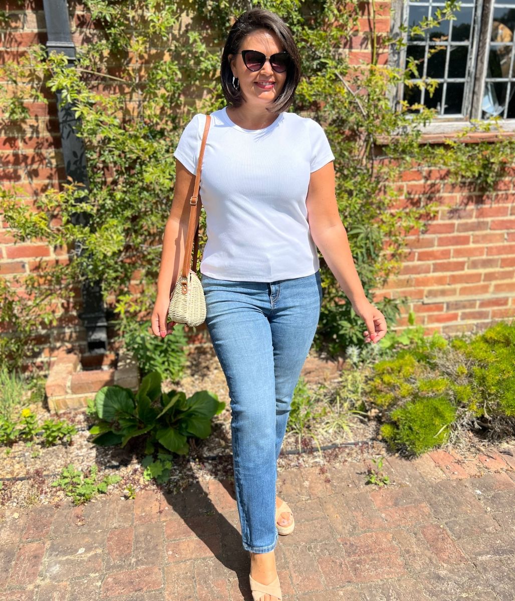 White Cotton Rich Ribbed Tee