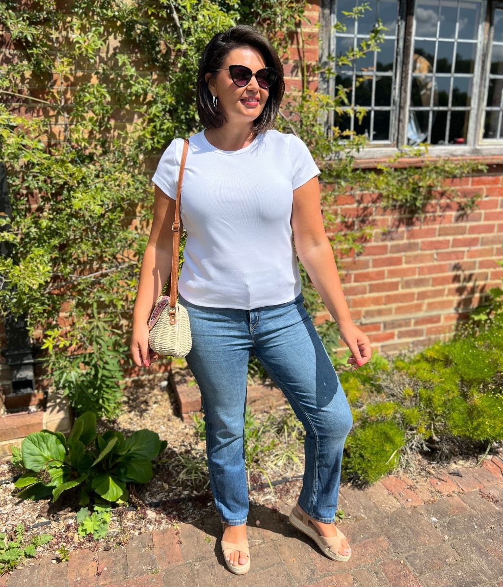 White Cotton Rich Ribbed Tee