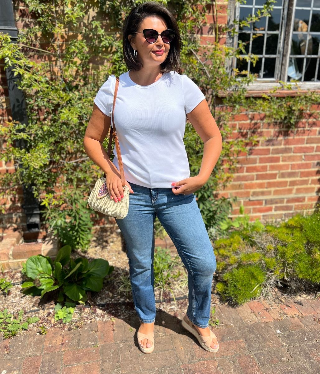 White Cotton Rich Ribbed Tee