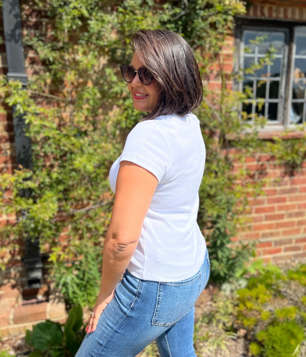 White Cotton Rich Ribbed Tee