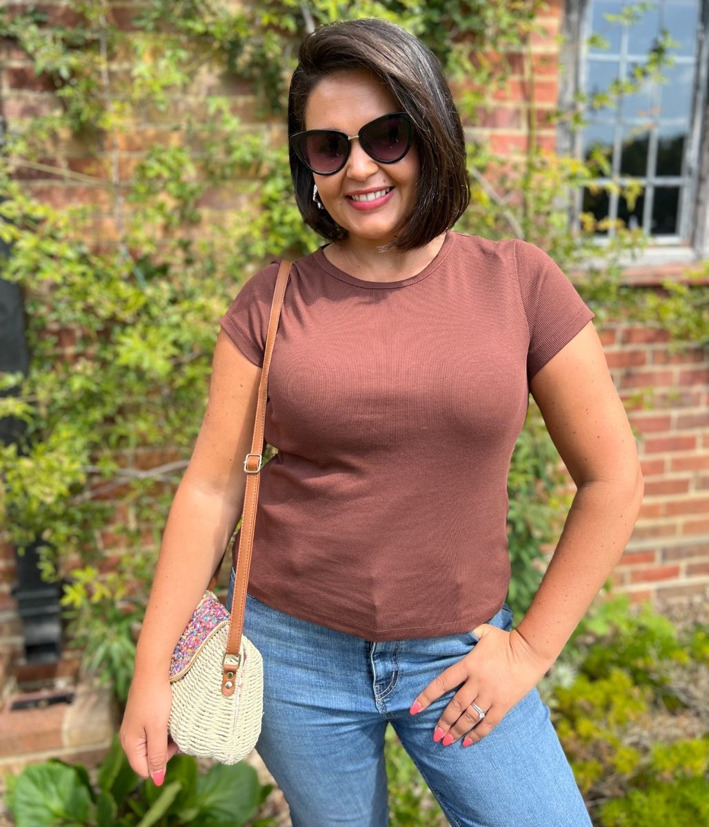 Brown Cotton Rich Ribbed Tee