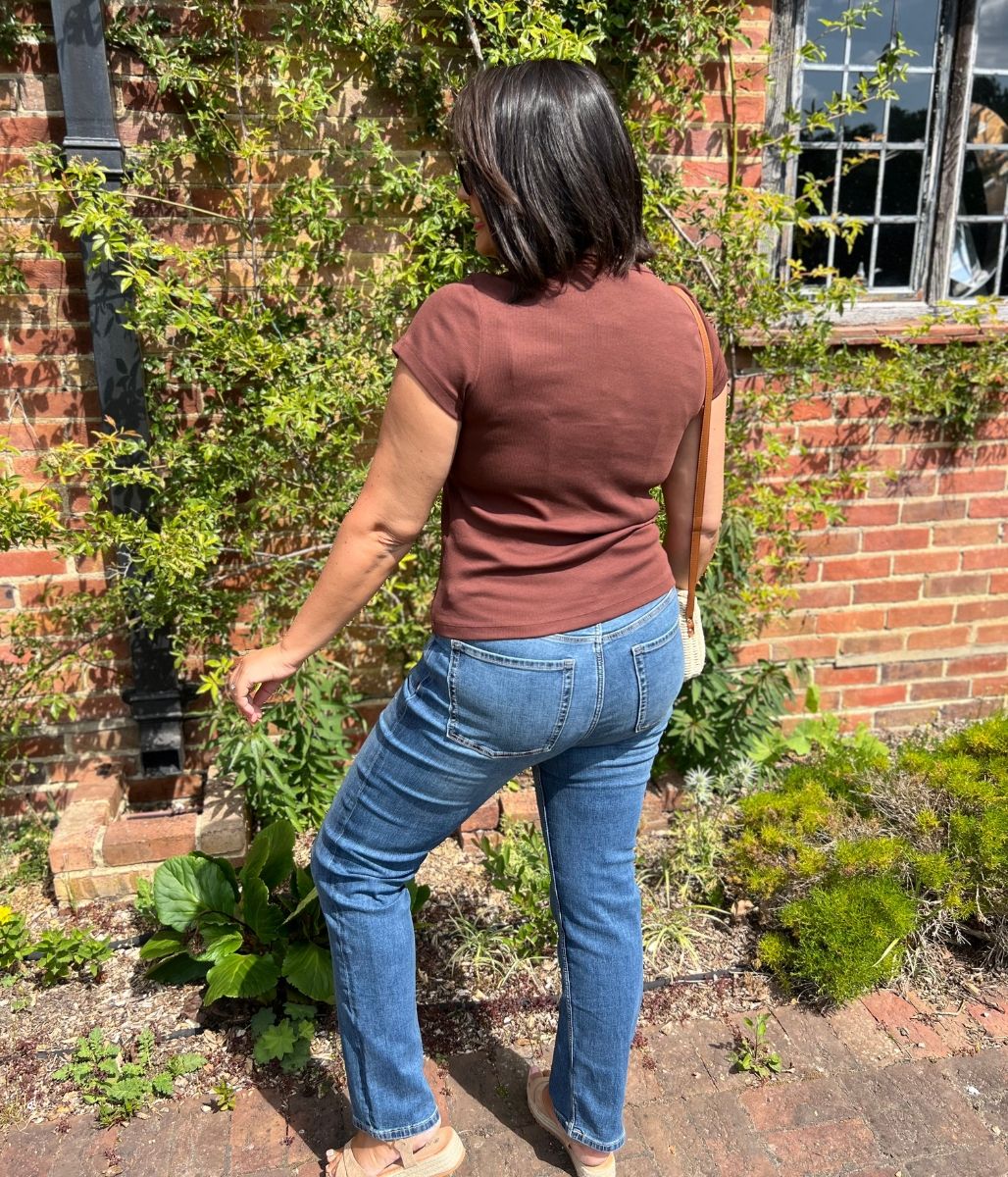 Brown Cotton Rich Ribbed Tee