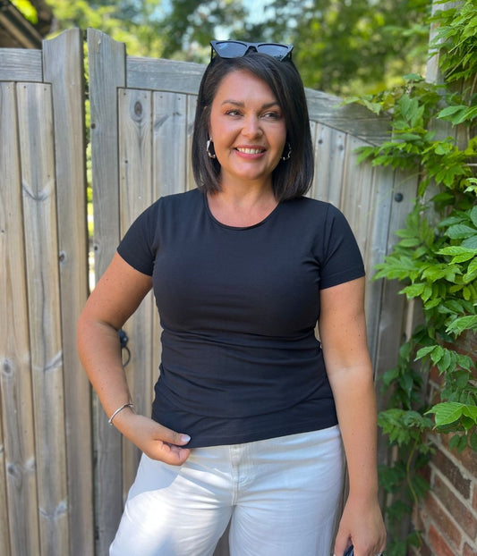 Black Basic Crew Neck Tee