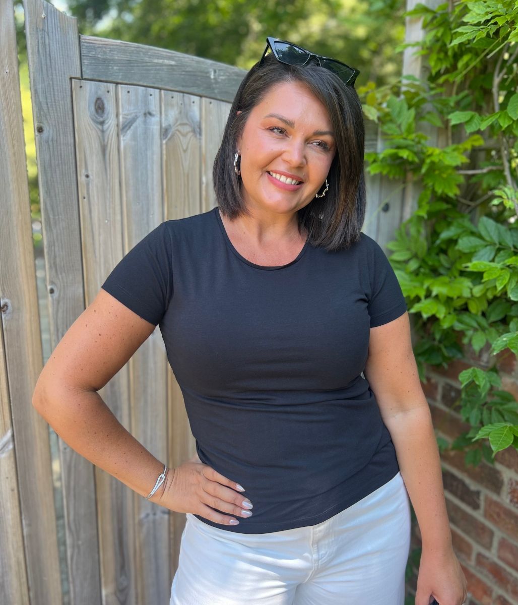 Black Basic Crew Neck Tee