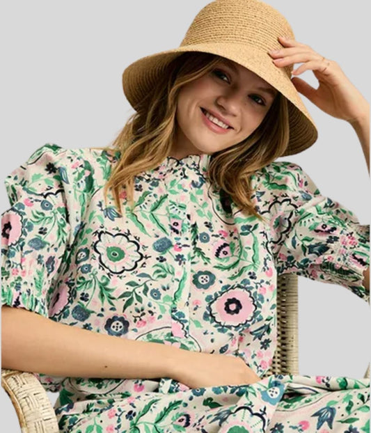 Floral Elle Ruffle Detail Blouse