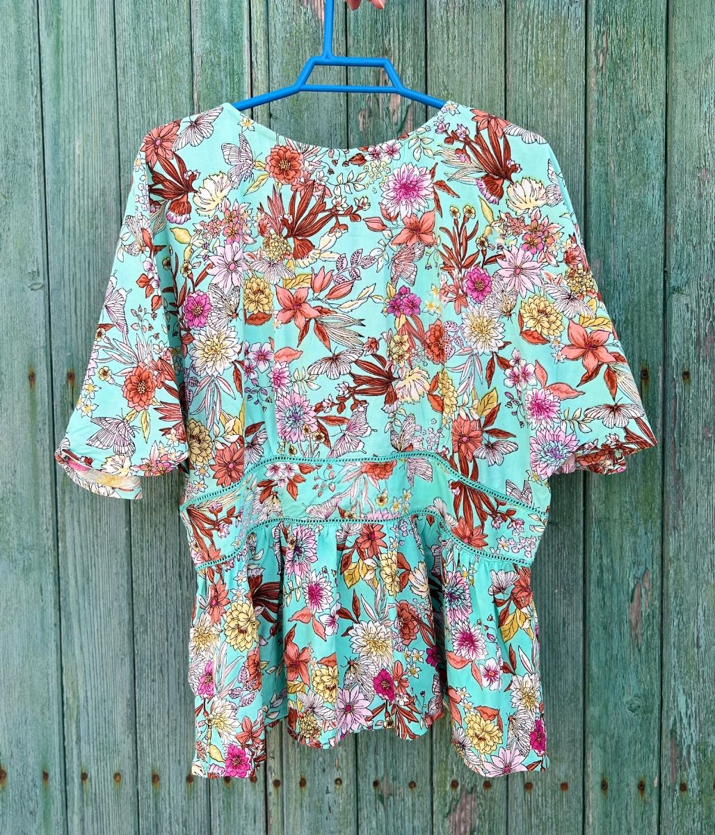 Aqua Ditsy Floral Blouse