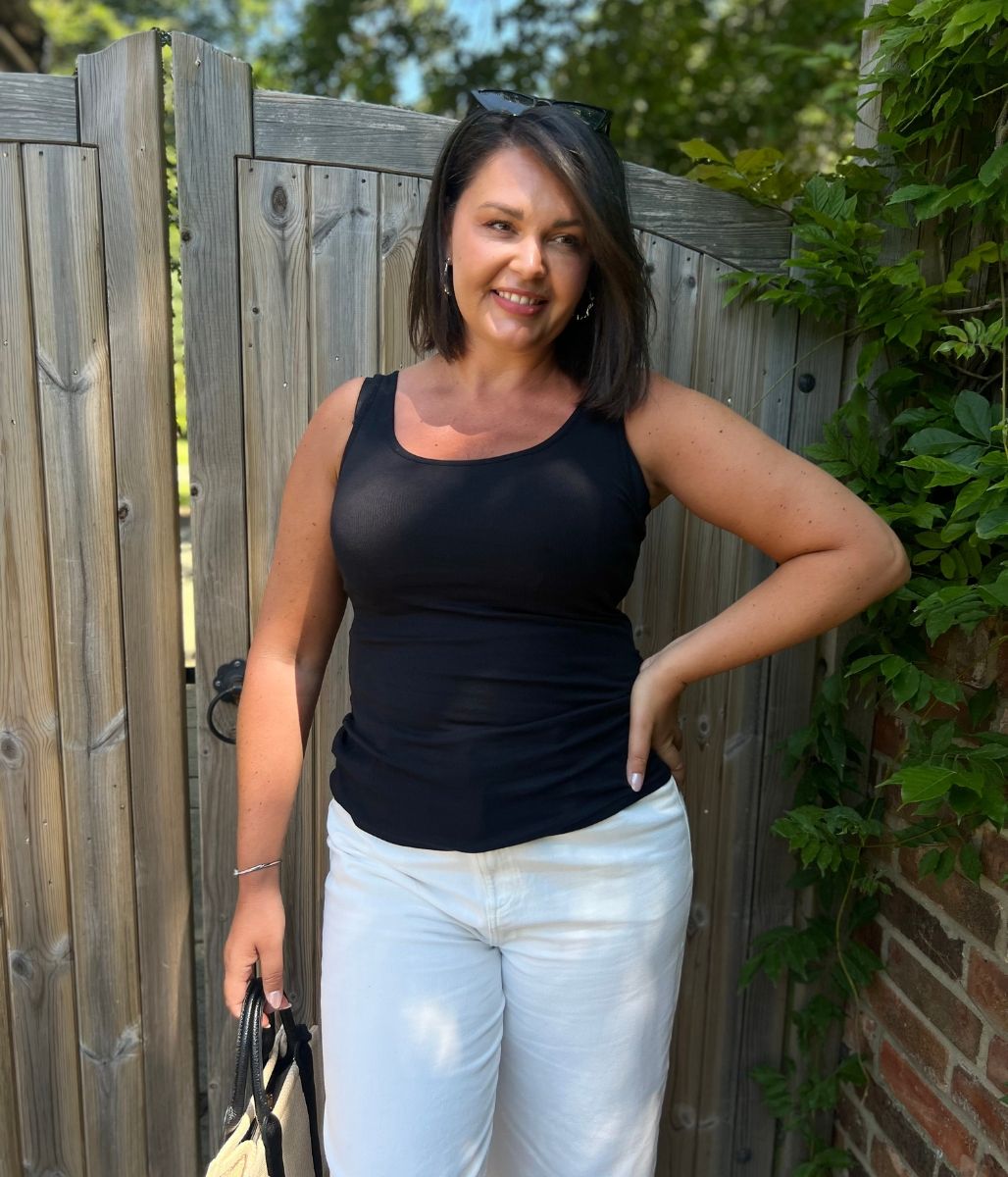 Black Cotton Rich Secret Support Vest Top