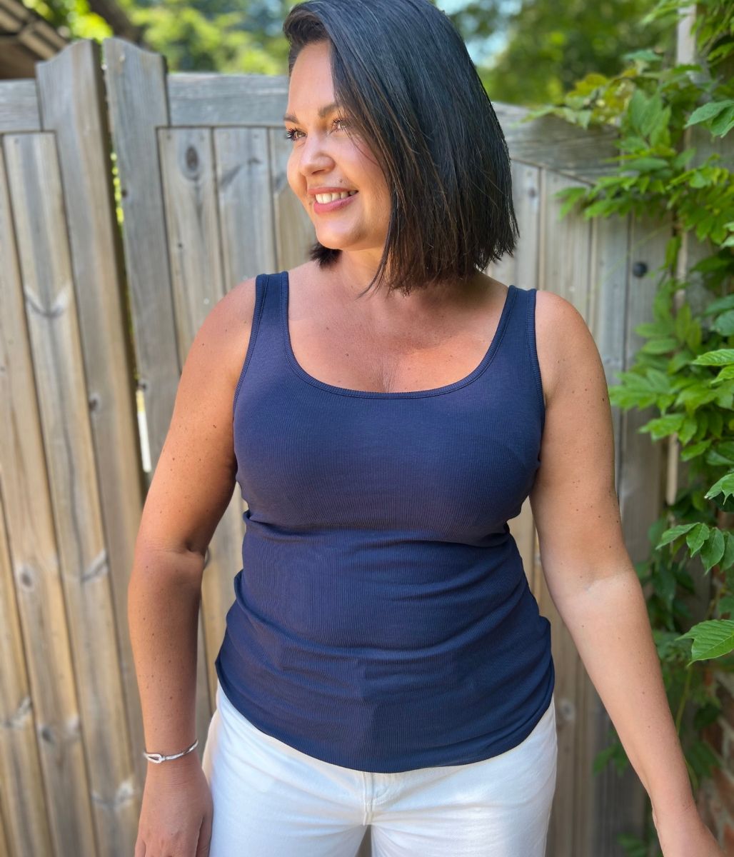 Navy Cotton Rich Secret Support Vest Top