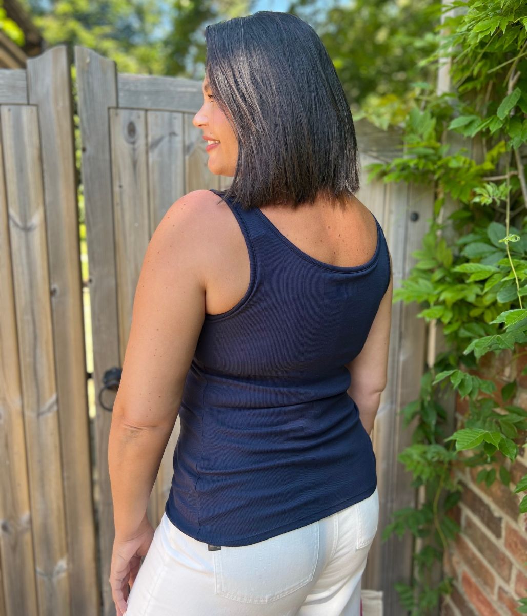 Navy Cotton Rich Secret Support Vest Top