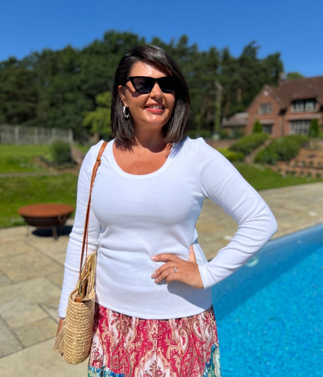 White Ribbed Long Sleeve Top