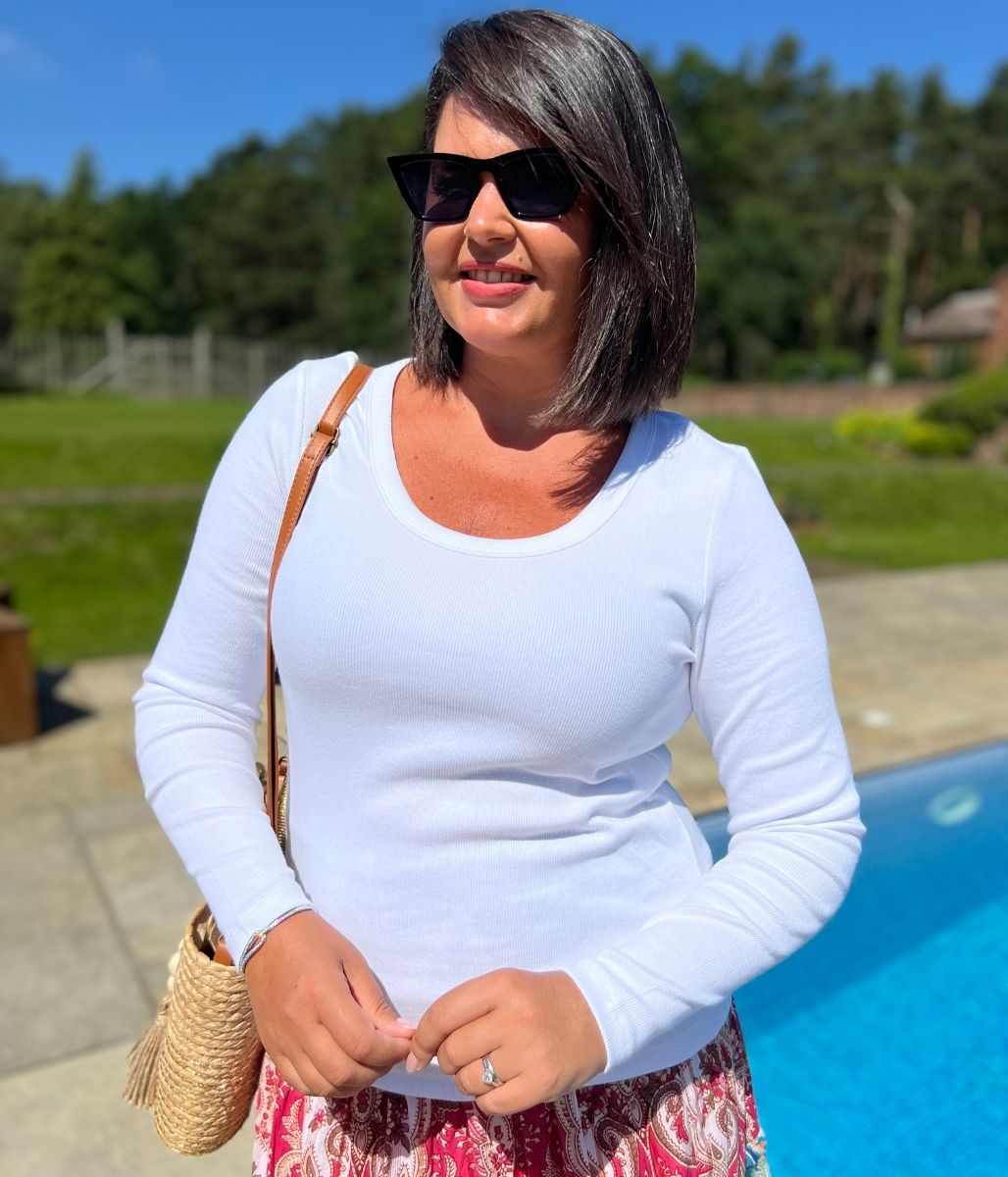 White Ribbed Long Sleeve Top