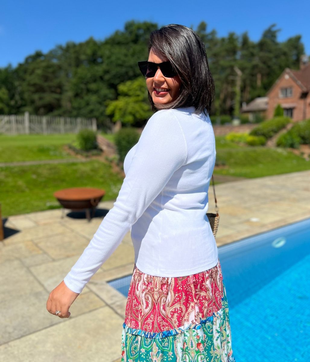 White Ribbed Long Sleeve Top