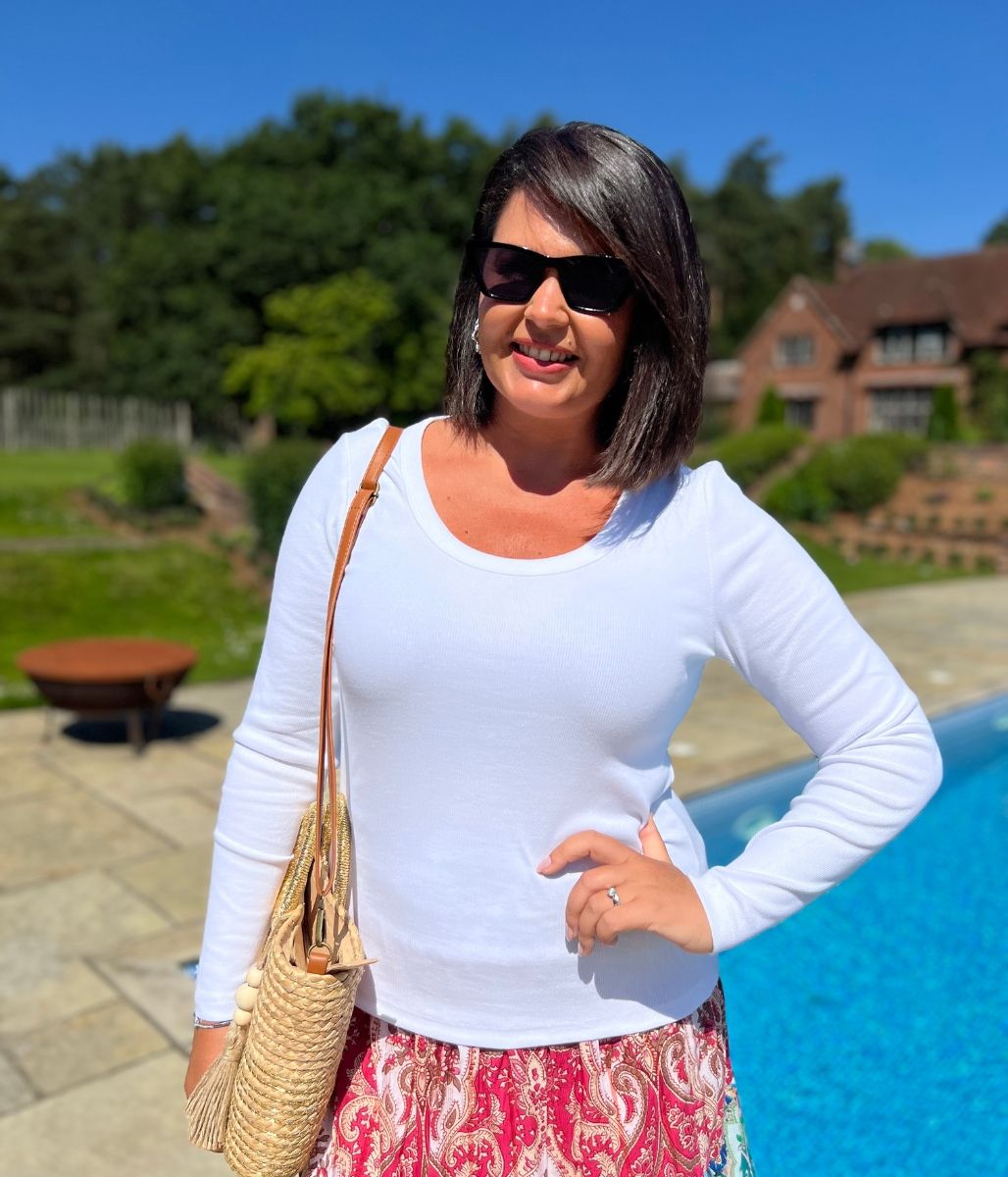 White Ribbed Long Sleeve Top