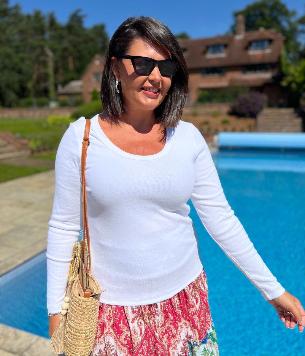 White Ribbed Long Sleeve Top