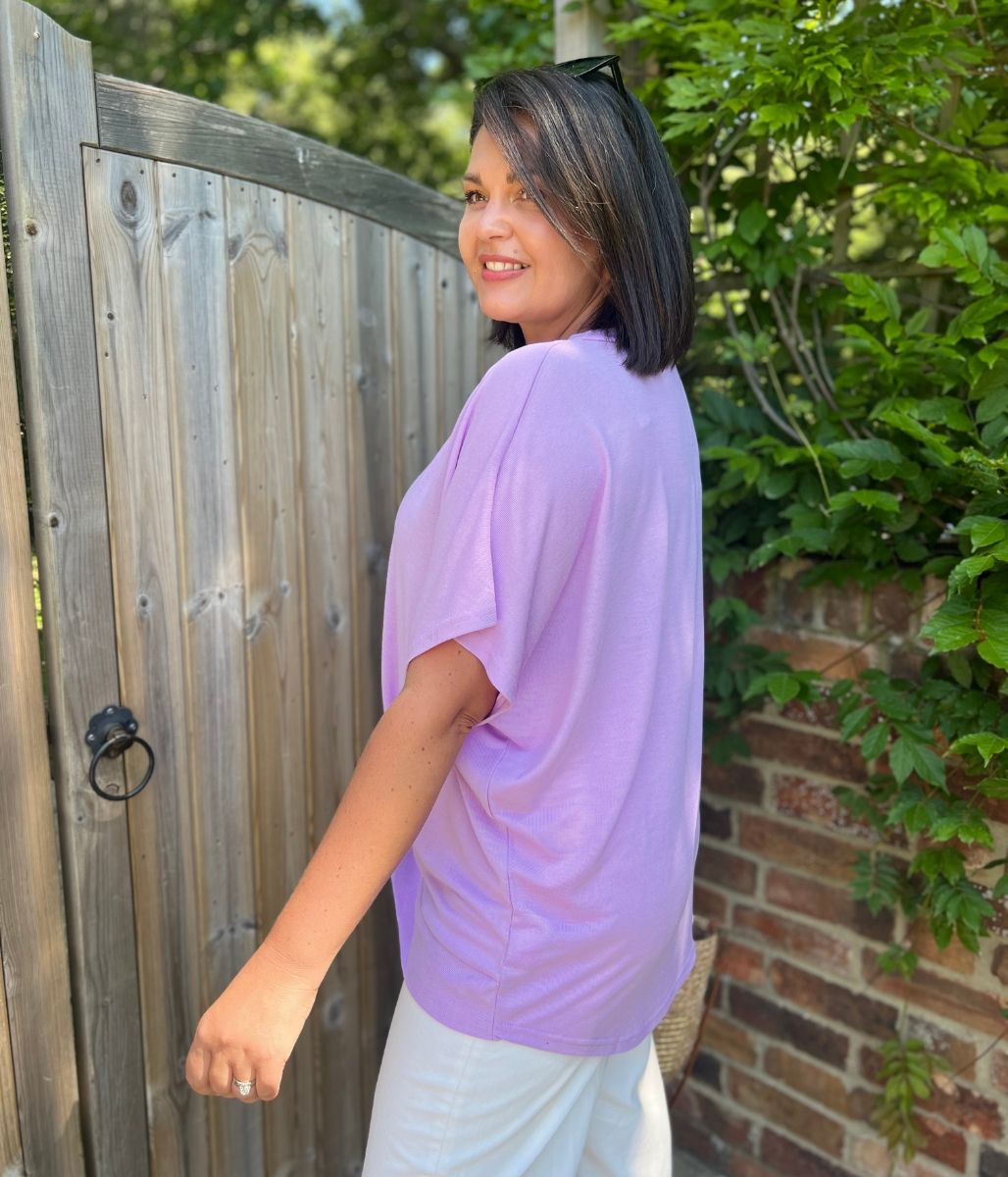 Lilac V Neck Twist Front Top