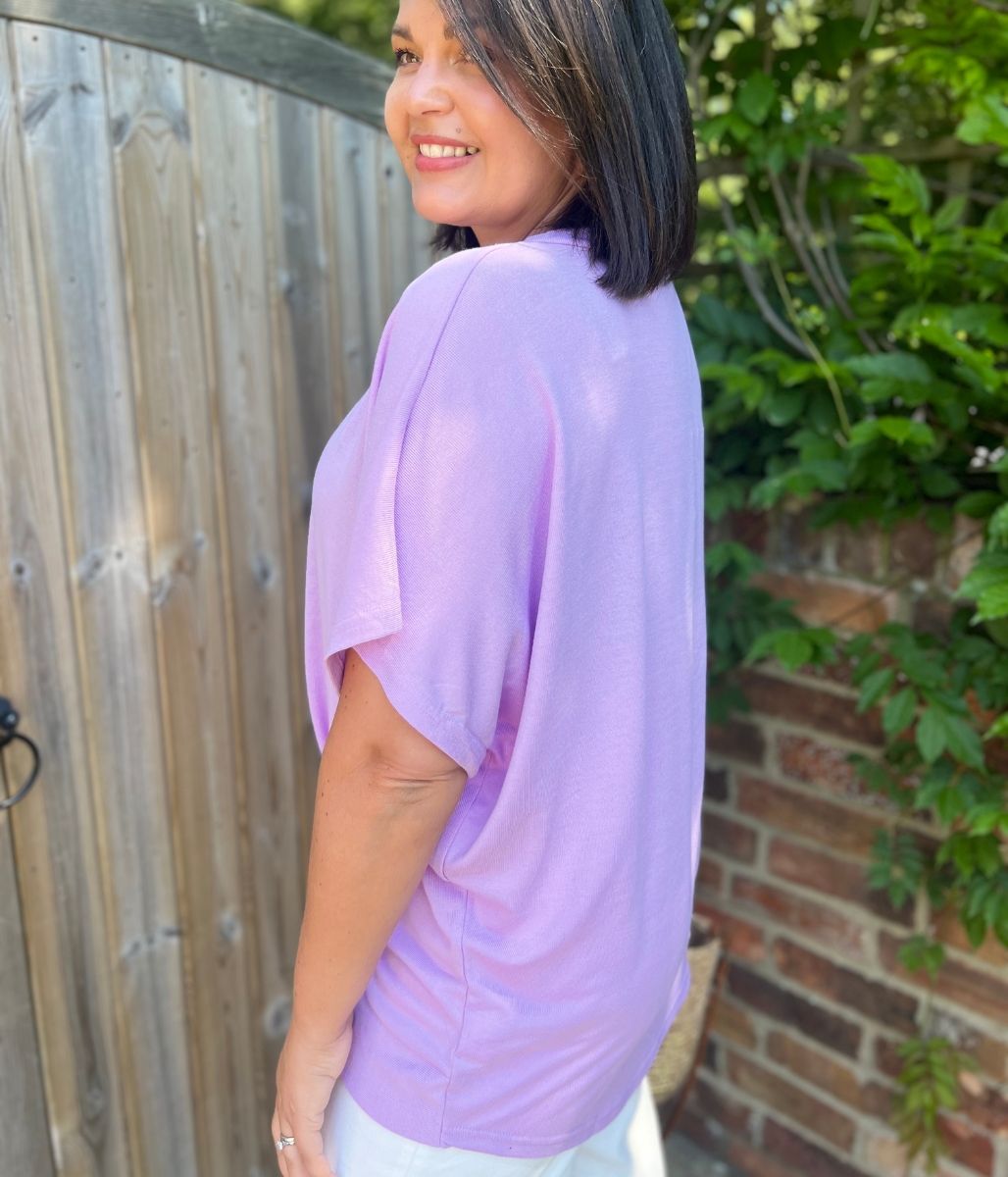 Lilac V Neck Twist Front Top