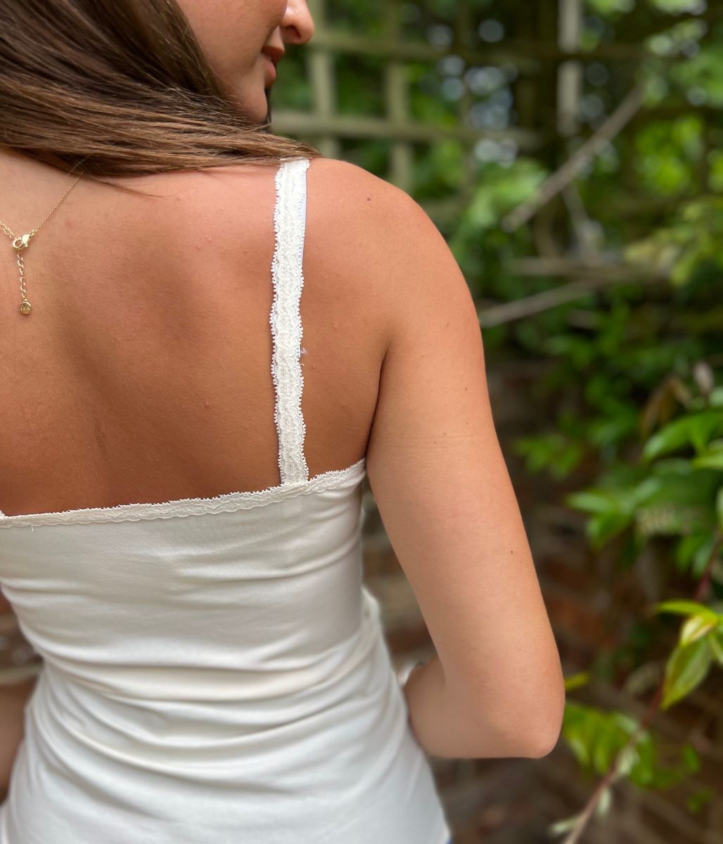 Cream Lace Trim Cami Top