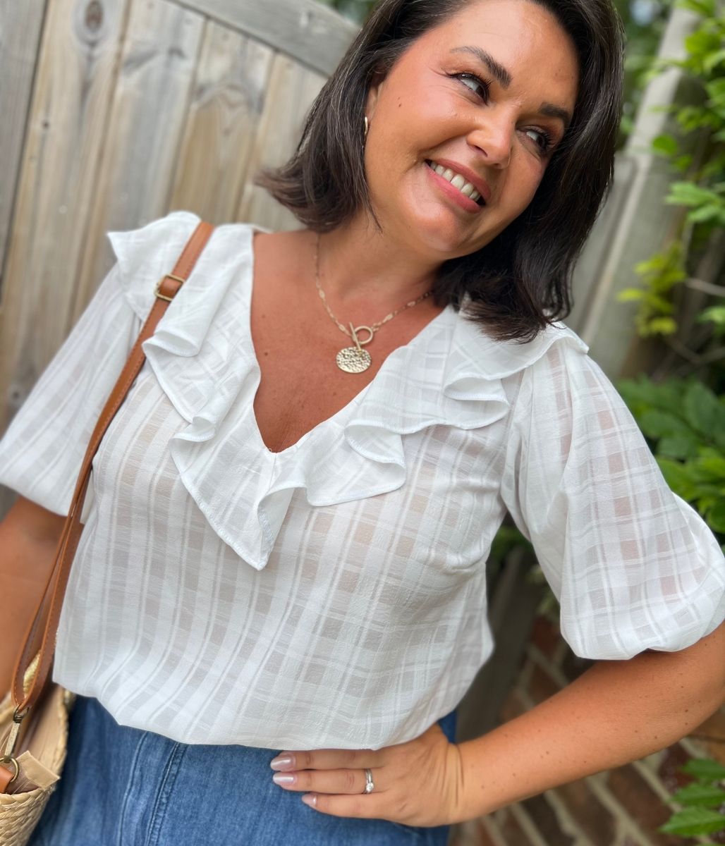White Ruffle Collar Blouse
