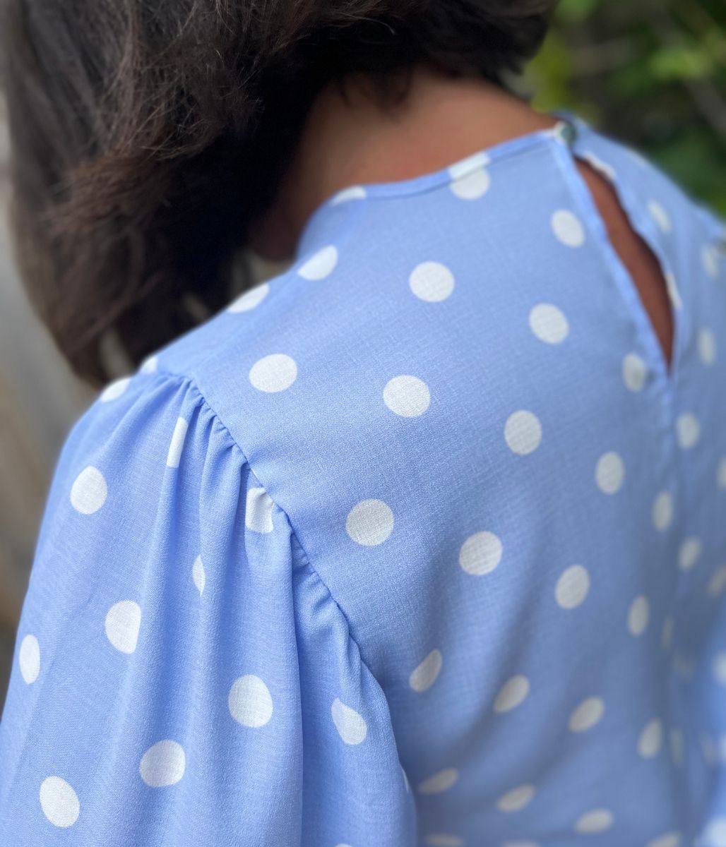 Blue Polka Dot Cotton Blouse