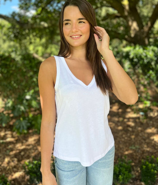 White V Neck Slouch Vest