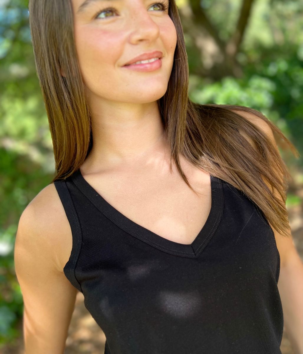 Black V Neck Slouch Vest
