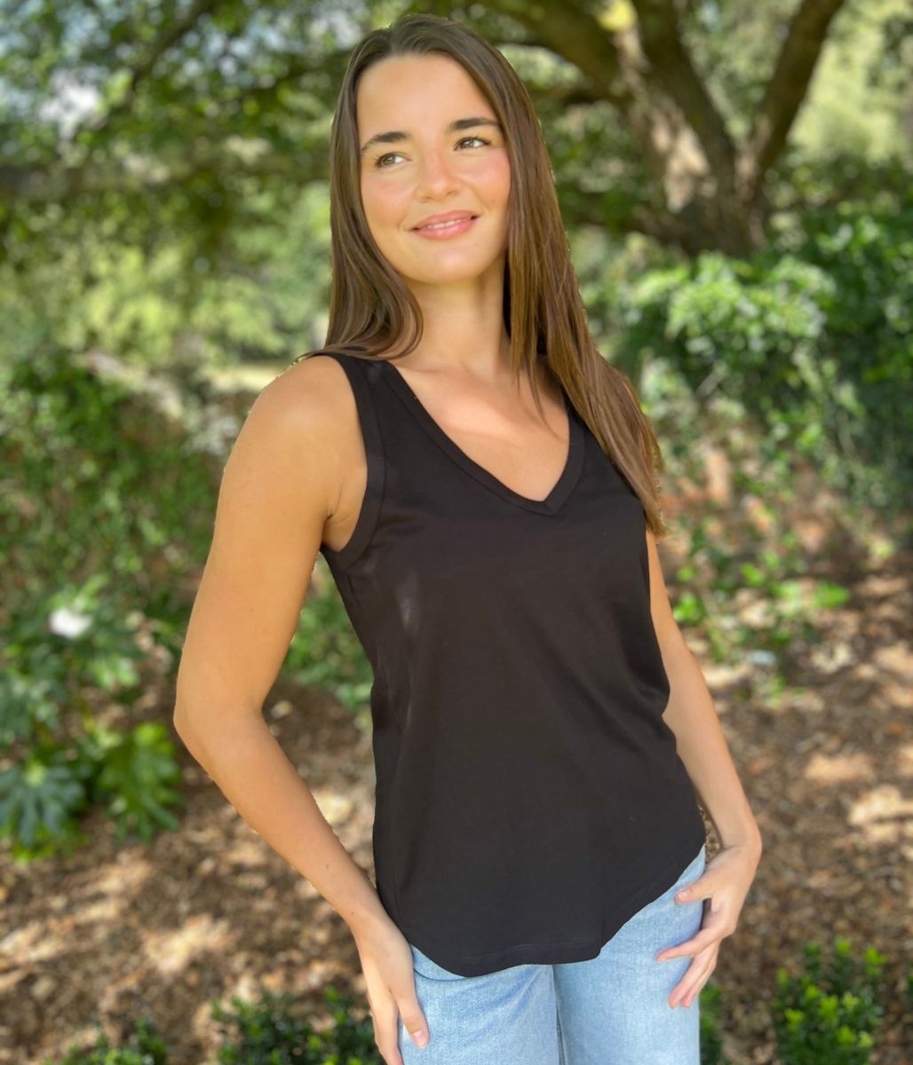 Black V Neck Slouch Vest