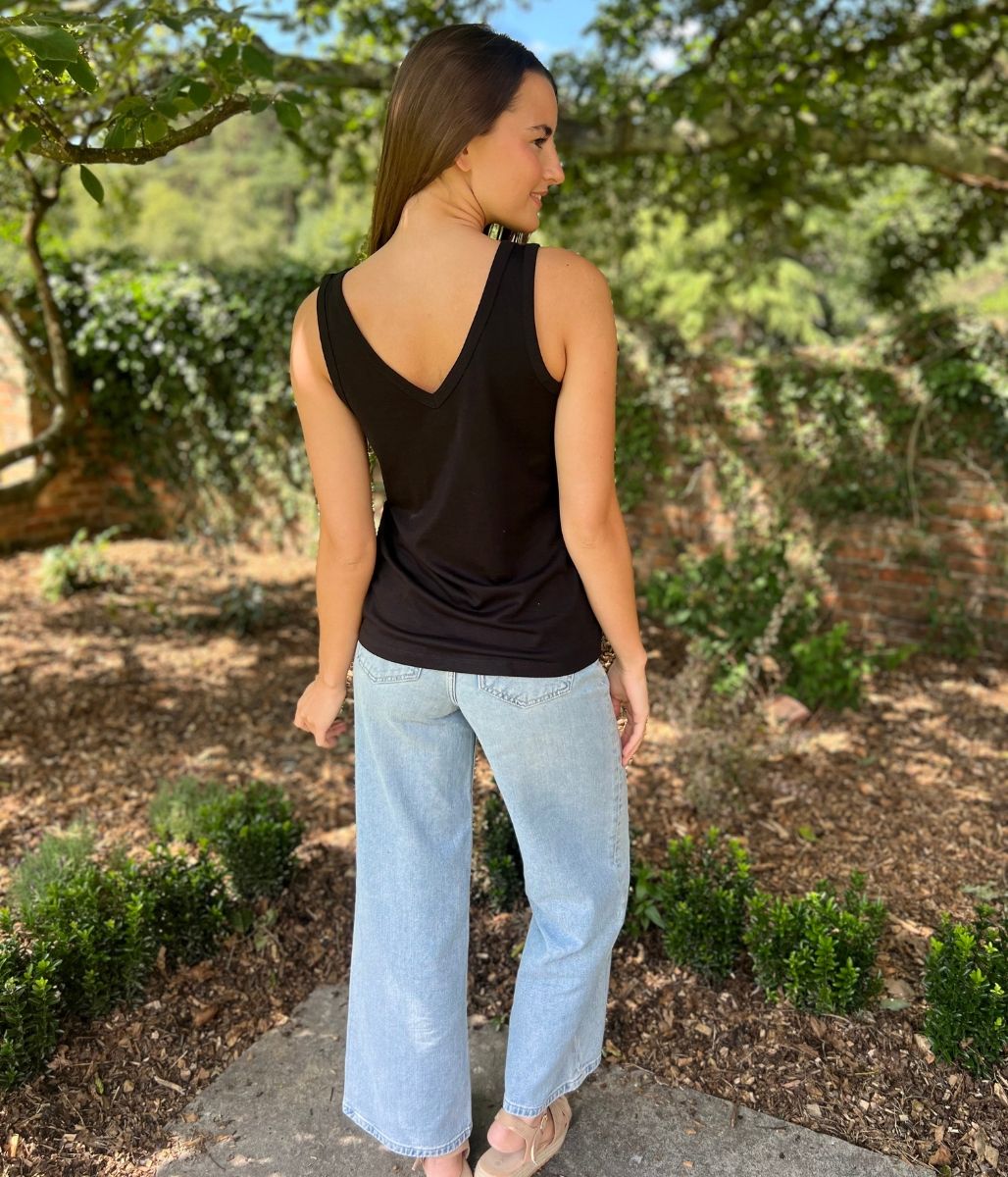 Black V Neck Slouch Vest