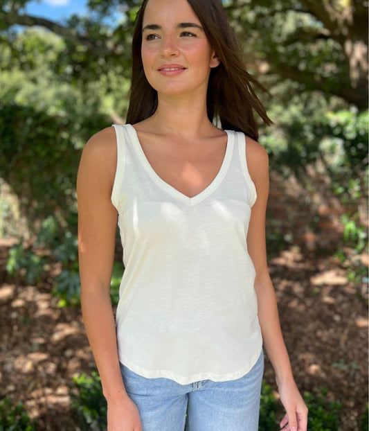Cream V Neck Slouch Vest