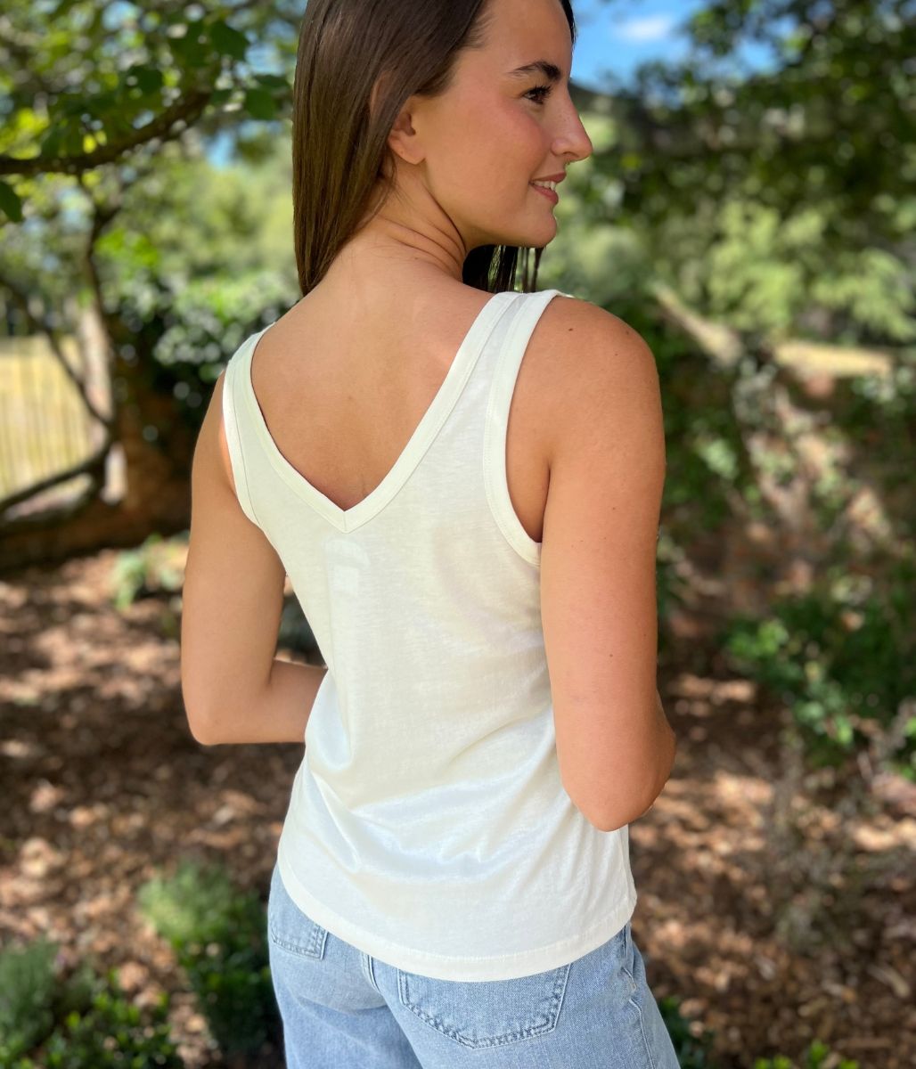 Cream V Neck Slouch Vest
