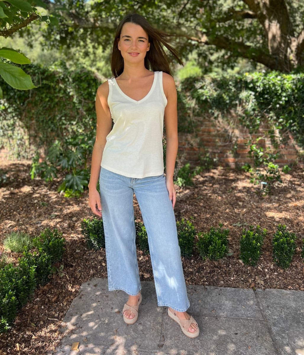 Cream V Neck Slouch Vest