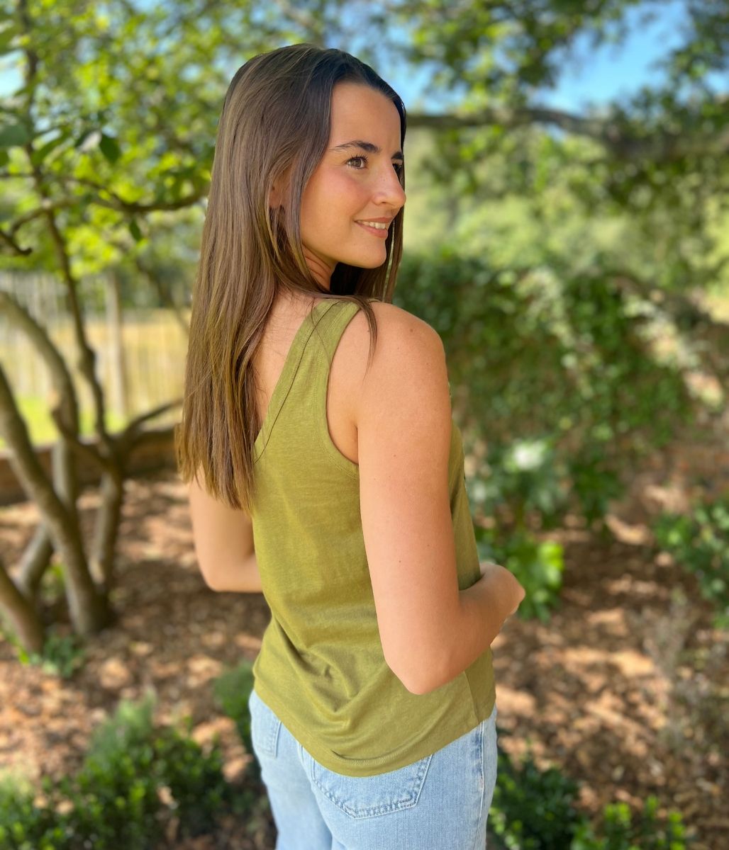 Khaki V Neck Slouch Vest
