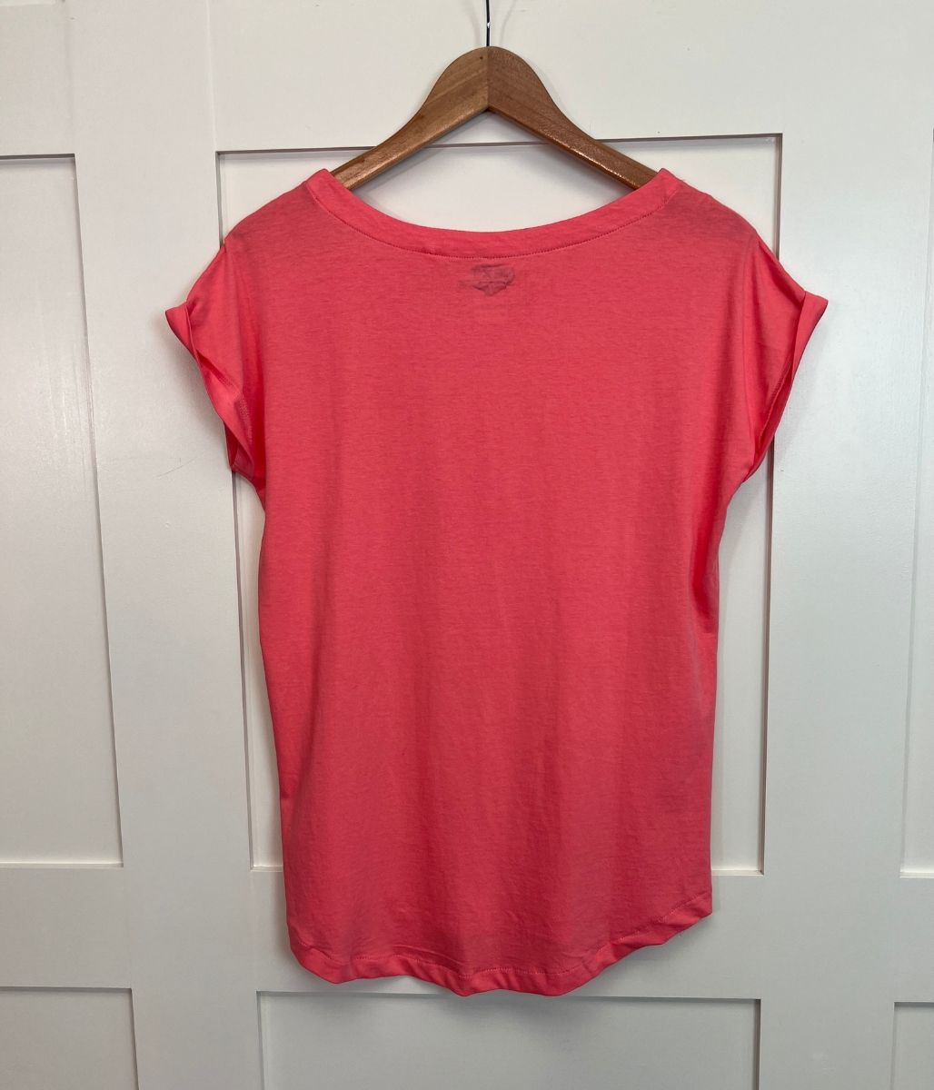 Coral Cap Sleeve Cotton T Shirt