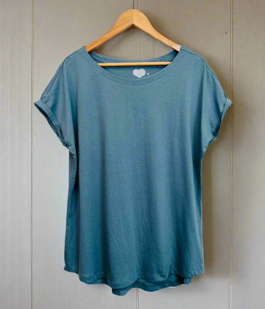 Sea Green Cap Sleeve Cotton T Shirt