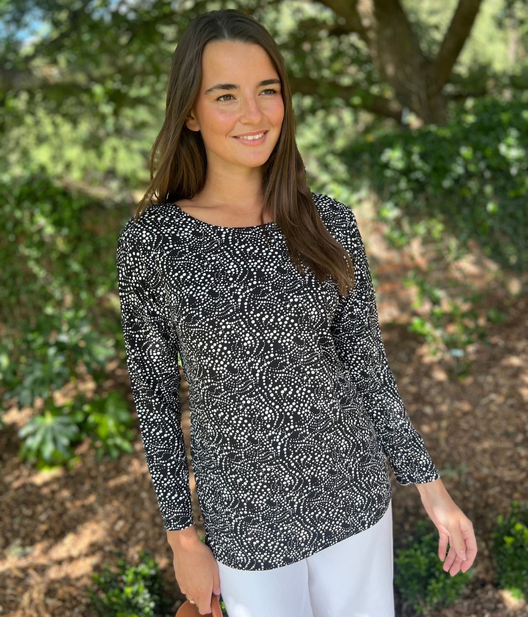 Spotted Relaxed V Back Top