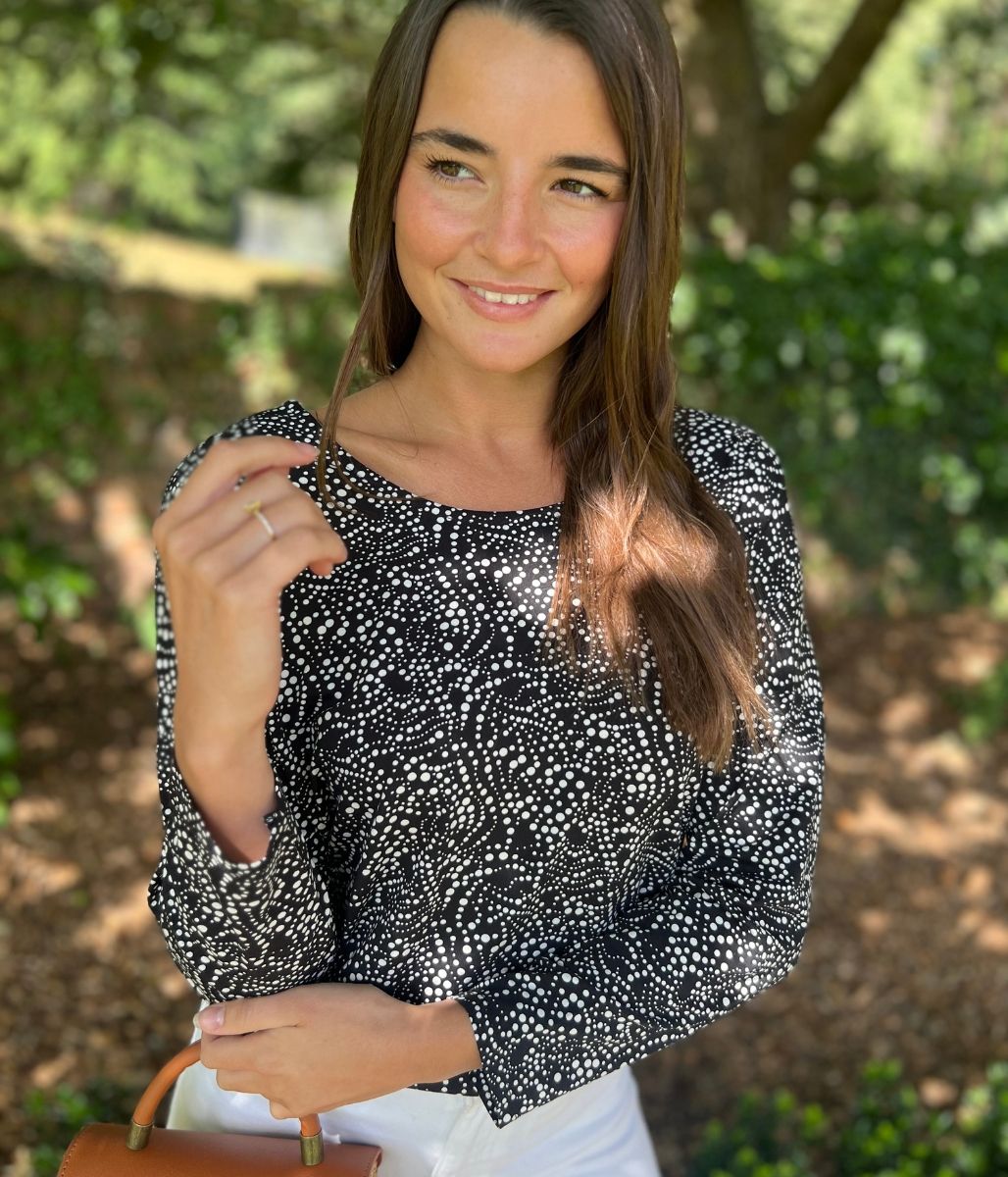 Spotted Relaxed V Back Top