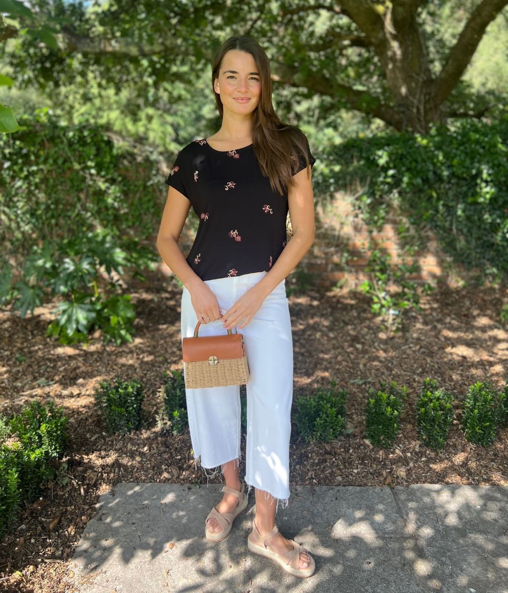 Black Emmie Cap Sleeve T Shirt